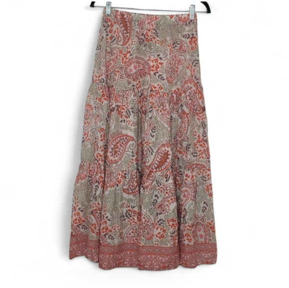 Cara Cara Paisley Print  Midi Skirt Beige/red Size S Small - Picture 12 of 12